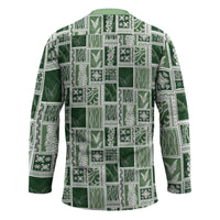 Vintage Aloha Block Quilt Hockey Jersey Green Inspired Lei Motifs LT9 - Polynesian Pride