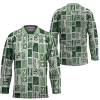 Vintage Aloha Block Quilt Hockey Jersey Green Inspired Lei Motifs LT9 - Polynesian Pride