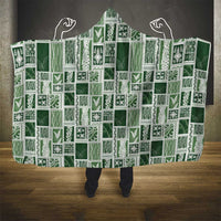 Vintage Aloha Block Quilt Hooded Blanket Green Inspired Lei Motifs - Polynesian Pride