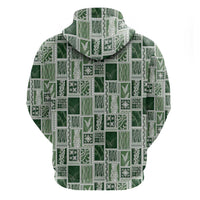 Vintage Aloha Block Quilt Hoodie Green Inspired Lei Motifs - Polynesian Pride