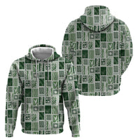 Vintage Aloha Block Quilt Hoodie Green Inspired Lei Motifs - Polynesian Pride
