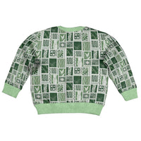 Vintage Aloha Block Quilt Kid Ugly Christmas Sweater Green Inspired Lei Motifs - Polynesian Pride