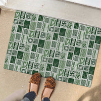 Vintage Aloha Block Quilt Rubber Doormat Green Inspired Lei Motifs - Polynesian Pride