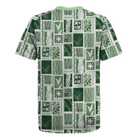 Vintage Aloha Block Quilt Rugby Jersey Green Inspired Lei Motifs LT9 - Polynesian Pride