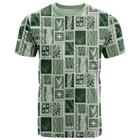 Vintage Aloha Block Quilt T Shirt Green Inspired Lei Motifs LT9 Green - Polynesian Pride