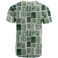 Vintage Aloha Block Quilt T Shirt Green Inspired Lei Motifs LT9 - Polynesian Pride