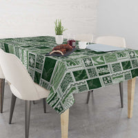 Vintage Aloha Block Quilt Tablecloth Green Inspired Lei Motifs - Polynesian Pride