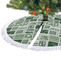 Vintage Aloha Block Quilt Tree Skirt Green Inspired Lei Motifs - Polynesian Pride