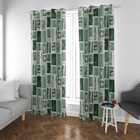 Vintage Aloha Block Quilt Window Curtain Green Inspired Lei Motifs - Polynesian Pride