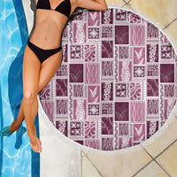 Vintage Aloha Block Quilt Beach Blanket Pink Inspired Lei Motifs - Polynesian Pride