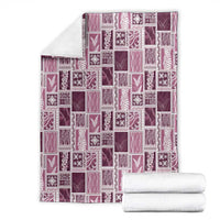 Vintage Aloha Block Quilt Blanket Pink Inspired Lei Motifs - Polynesian Pride