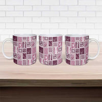 Vintage Aloha Block Quilt Ceramic Mug Pink Inspired Lei Motifs - Polynesian Pride