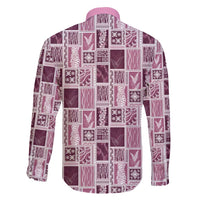 Vintage Aloha Block Quilt Family Matching Puletasi and Hawaiian Shirt Pink Inspired Lei Motifs - Polynesian Pride