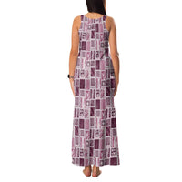 Vintage Aloha Block Quilt Family Matching Tank Maxi Dress and Hawaiian Shirt Pink Inspired Lei Motifs - Polynesian Pride