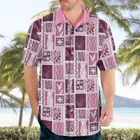 Vintage Aloha Block Quilt Hawaiian Shirt Pink Inspired Lei Motifs LT9 - Polynesian Pride