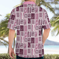 Vintage Aloha Block Quilt Hawaiian Shirt Pink Inspired Lei Motifs LT9 - Polynesian Pride