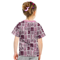 Vintage Aloha Block Quilt Kid T Shirt Pink Inspired Lei Motifs LT9 - Polynesian Pride