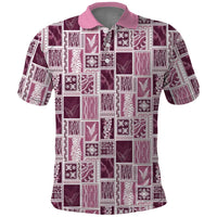 Vintage Aloha Block Quilt Polo Shirt Pink Inspired Lei Motifs LT9 Pink - Polynesian Pride