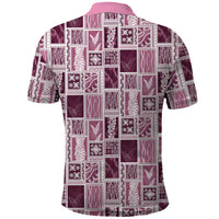 Vintage Aloha Block Quilt Polo Shirt Pink Inspired Lei Motifs LT9 - Polynesian Pride