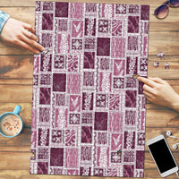 Vintage Aloha Block Quilt Puzzle Pink Inspired Lei Motifs - Polynesian Pride