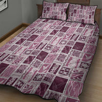 Vintage Aloha Block Quilt Quilt Bed Set Pink Inspired Lei Motifs - Polynesian Pride