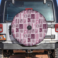 Vintage Aloha Block Quilt Spare Tire Cover Pink Inspired Lei Motifs - Polynesian Pride