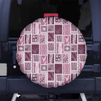 Vintage Aloha Block Quilt Spare Tire Cover Pink Inspired Lei Motifs - Polynesian Pride
