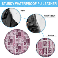 Vintage Aloha Block Quilt Spare Tire Cover Pink Inspired Lei Motifs - Polynesian Pride