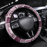 Vintage Aloha Block Quilt Steering Wheel Cover Pink Inspired Lei Motifs LT9 Universal Fit Pink - Polynesian Pride