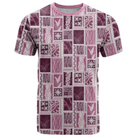 Vintage Aloha Block Quilt T Shirt Pink Inspired Lei Motifs LT9 Pink - Polynesian Pride