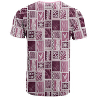 Vintage Aloha Block Quilt T Shirt Pink Inspired Lei Motifs - Polynesian Pride