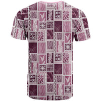 Vintage Aloha Block Quilt T Shirt Pink Inspired Lei Motifs LT9 - Polynesian Pride