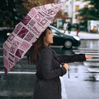 Vintage Aloha Block Quilt Umbrella Pink Inspired Lei Motifs - Polynesian Pride