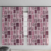 Vintage Aloha Block Quilt Window Curtain Pink Inspired Lei Motifs - Polynesian Pride