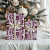 Vintage Aloha Block Quilt Wrapping Paper Pink Inspired Lei Motifs - Polynesian Pride