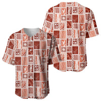 Vintage Aloha Block Quilt Baseball Jersey Red Inspired Lei Motifs LT9 - Polynesian Pride