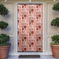 Vintage Aloha Block Quilt Door Cover Red Inspired Lei Motifs - Polynesian Pride