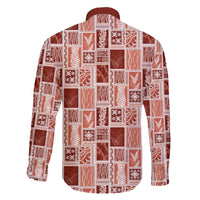 Vintage Aloha Block Quilt Family Matching Off Shoulder Maxi Dress and Hawaiian Shirt Red Inspired Lei Motifs - Polynesian Pride