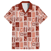 Vintage Aloha Block Quilt Family Matching Puletasi and Hawaiian Shirt Red Inspired Lei Motifs - Polynesian Pride
