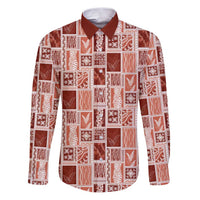 Vintage Aloha Block Quilt Family Matching Puletasi and Hawaiian Shirt Red Inspired Lei Motifs - Polynesian Pride