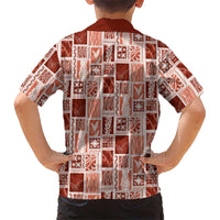 Vintage Aloha Block Quilt Family Matching Summer Maxi Dress and Hawaiian Shirt Red Inspired Lei Motifs - Polynesian Pride