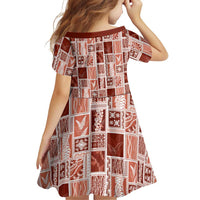 Vintage Aloha Block Quilt Family Matching Summer Maxi Dress and Hawaiian Shirt Red Inspired Lei Motifs - Polynesian Pride