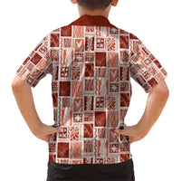 Vintage Aloha Block Quilt Hawaiian Shirt Red Inspired Lei Motifs - Polynesian Pride