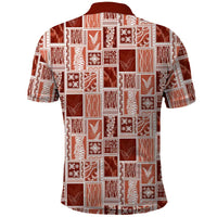 Vintage Aloha Block Quilt Polo Shirt Red Inspired Lei Motifs LT9 - Polynesian Pride