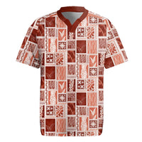 Vintage Aloha Block Quilt Rugby Jersey Red Inspired Lei Motifs LT9 Red - Polynesian Pride