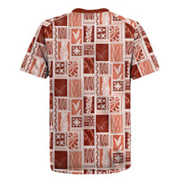Vintage Aloha Block Quilt Rugby Jersey Red Inspired Lei Motifs LT9 - Polynesian Pride