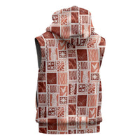 Vintage Aloha Block Quilt Sleeveless Zip Hoodie Red Inspired Lei Motifs LT9 - Polynesian Pride