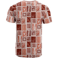 Vintage Aloha Block Quilt T Shirt Red Inspired Lei Motifs - Polynesian Pride