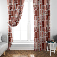 Vintage Aloha Block Quilt Window Curtain Red Inspired Lei Motifs - Polynesian Pride