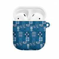 Vintage Hawaiian Quilting Patterns AirPods Case Blue Style Tribal Fabric Patchwork LT9 Blue - Polynesian Pride